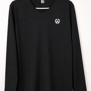 Black V-Neck Long Sleeve Shirt